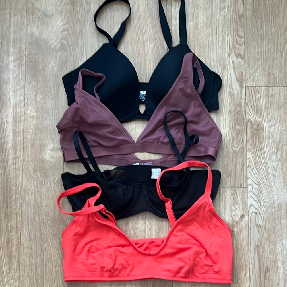 Parade Women's Intimates Bundle - S, 32D, 32DD - Black, Purple, and Coral